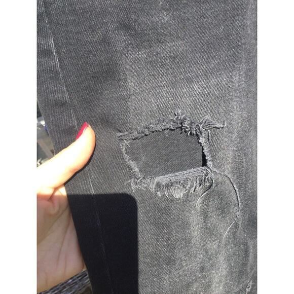 We The Free Womens Distressed Skinny Jeans Size 27 Black Emo Boho Thrashed Punk - Picture 10 of 13